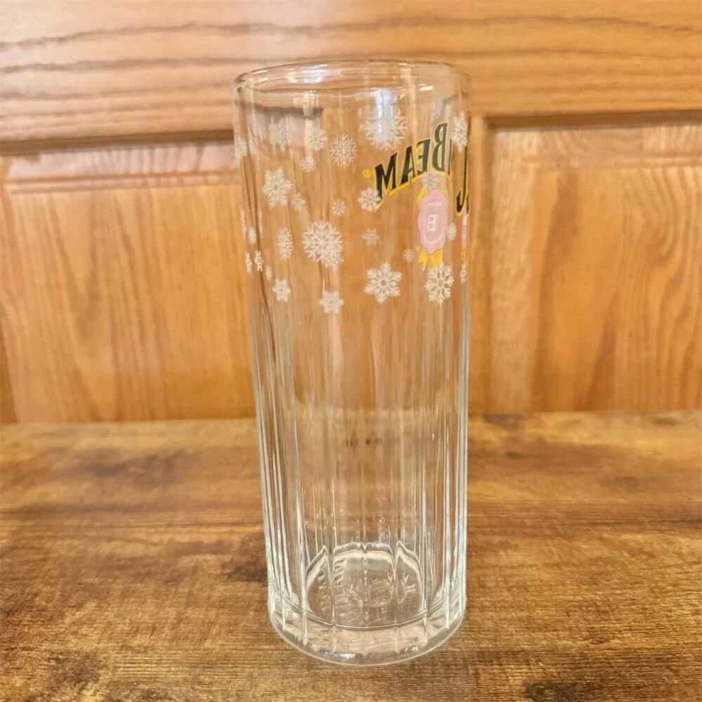 Jim Beam Holiday Snowflake Ribbed Highball Glass Tall Bar Tumbler